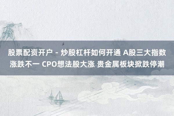 股票配资开户 - 炒股杠杆如何开通 A股三大指数涨跌不一 CPO想法股大涨 贵金属板块掀跌停潮